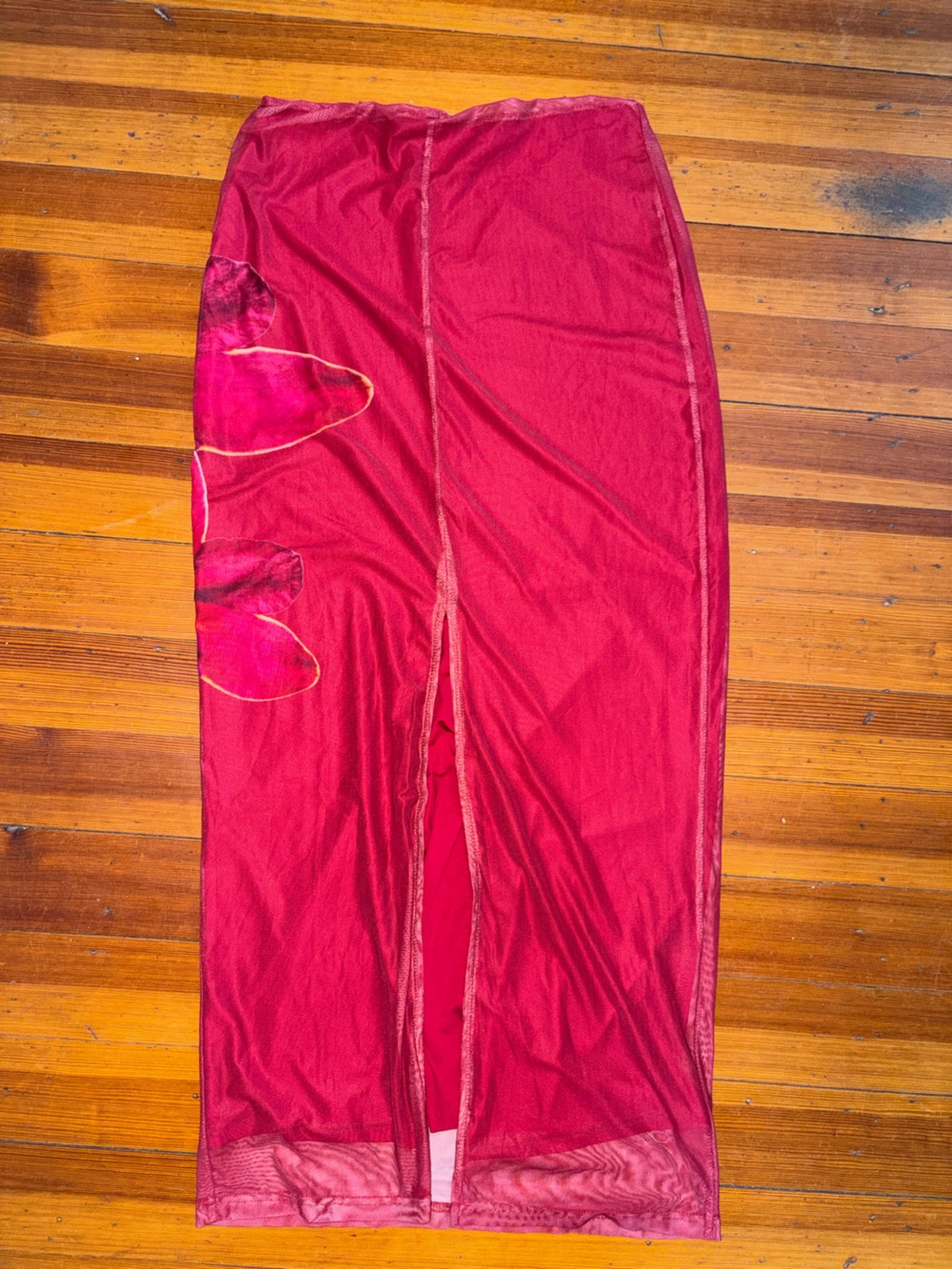 Red Floral Maxi Skirt - Women's Elegant Long Skirt - Picture 3 of 5